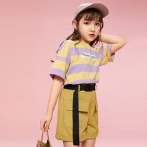 Girls suit summer clothes 2021 new foreign style trend childrens fashionable summer clothes summer in the big childrens net red two-piece set