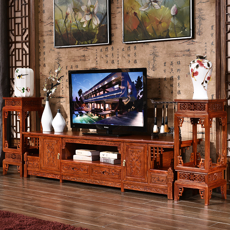 Mahogany Tv Cabinet Flower Table Combination Living Room Cabinet