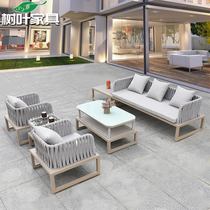 Outdoor rattan sofa combination Balcony rattan chair Tea table Three-piece set Villa courtyard open-air leisure garden furniture