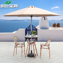 Outdoor table and chair Dessert milk tea shop rattan chair combination Balcony leisure simple lounge area Cafe chair three-piece set