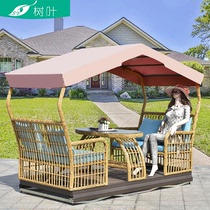 Outdoor swing Rattan art power rocking chair Four-person rocking chair Outdoor swing Courtyard Garden Balcony cradle chair