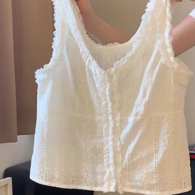 150kg Extra Large Size 2025 Summer New Korean Style Age-Reducing Lace Trim White Camisole Niche Shirt