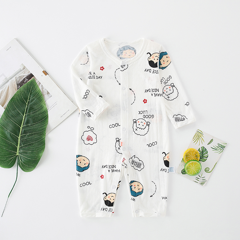 Baby Bamboo Fiber Cool Jumpsuit Summer Long-Sleeved Baby Outing Fresh Romper Newborn Thin Pajamas