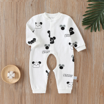 Baby spring and autumn clothes thin newborn baby cotton conjoined ha clothes newborn children summer air conditioning clothing pajamas men