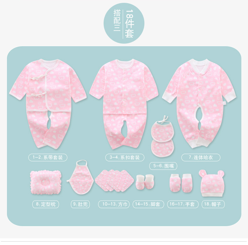 Bộ quần áo sơ sinh cotton cho bé sơ sinh 0-3 tháng 6 mùa xuân và mùa thu đông cho bé sơ sinh set đồ sơ sinh cho bé gái