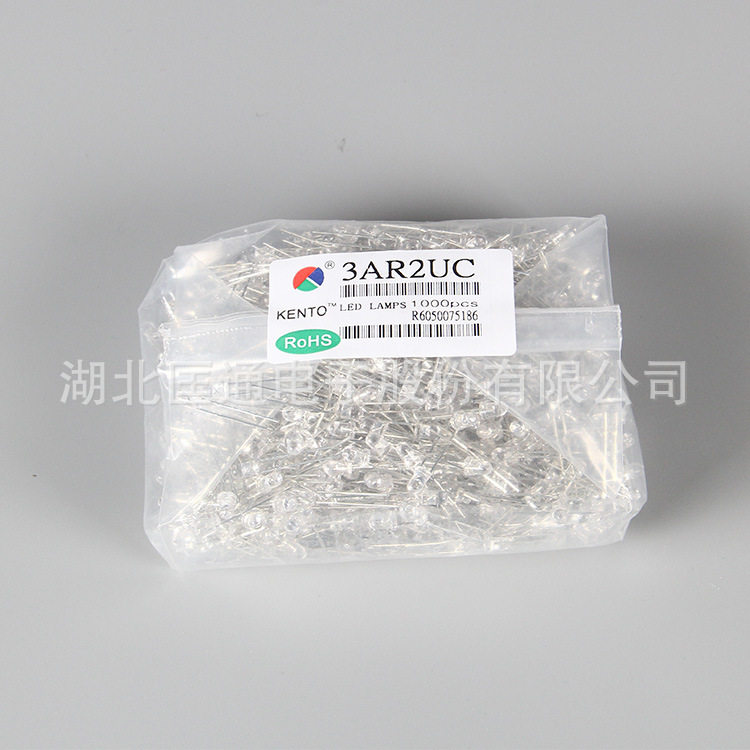 Quantong short foot 3mm high brightness red LED luminous pipe white red hair secondary light tube 1 pack 1000