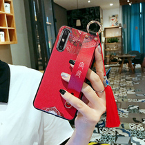 Huawei enjoys 10e mobile phone shell China wind brisk thinking 10e protective sleeve anti-fall personality brisk 10e frosted silicone Silicone Girl net red MED-AL00 full bag Soft art State Tidal Wristband Rope