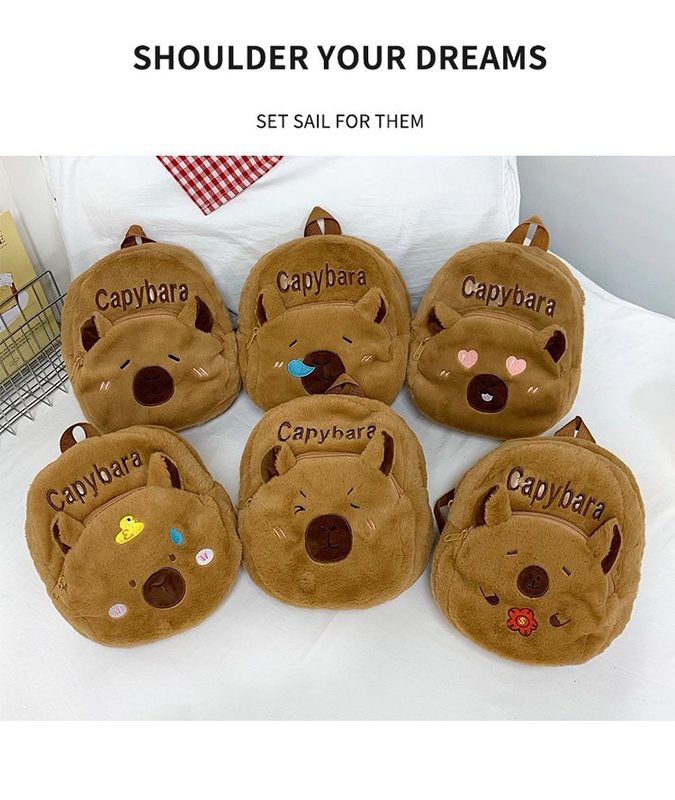 New Plush Cartoon Capybara Student School Bag Backpack Forest-Style Cute Capybara Versatile Backpack Mini Bag New Plush Cartoon Capybara Student School Bag Backpack Forest-Style Cute Capybara Versatile Backpack Mini Bag