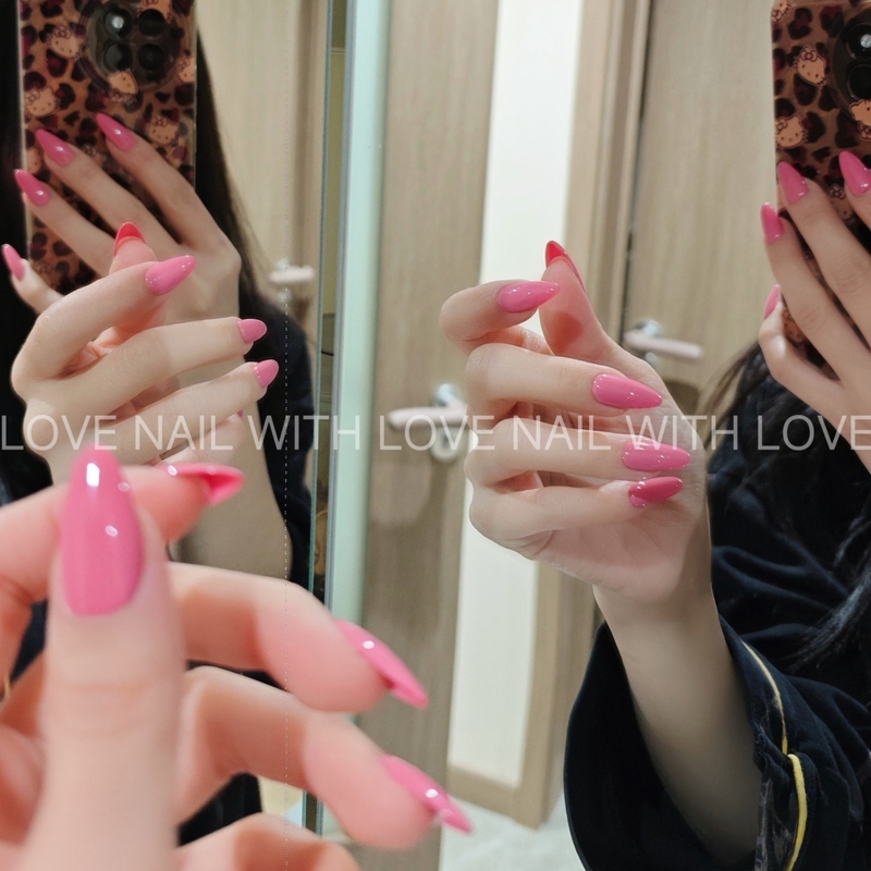 Rose Raspberry Pink Solid Color Wearable Nails Whitening Manicure Barbie Pink Hot Girl Pure Desire Style Handmade Removable Nail Tips
