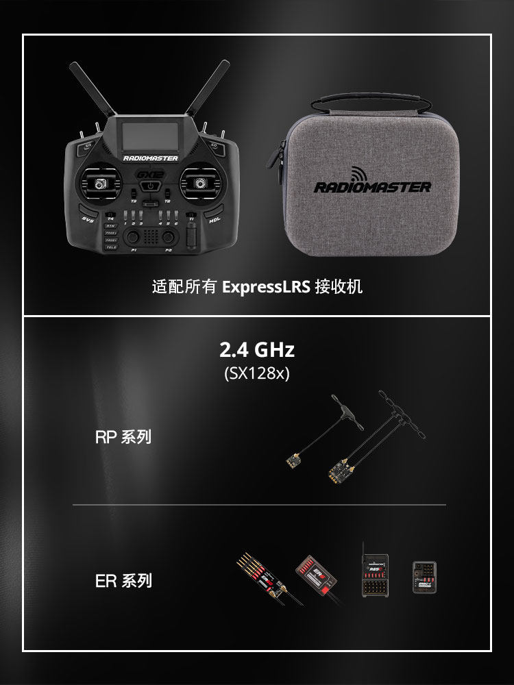 【RadioMaster】GX12 Xrossband ExpressLRS 雙1瓦遙控器CNC霍爾搖桿