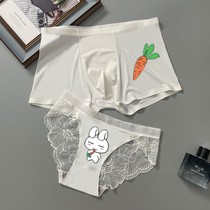 Couple underwear A man and a female new lace lace male without trace cartoon light luxury shorts ice wire summer