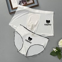 Couple underwear A man and a woman ice wire quad horn shorts summer without trace ultra thin women underwear triangle thin summer