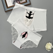 Couple underwear A man and a woman with lace white lady without trace male new light luxury tone summer ice wire