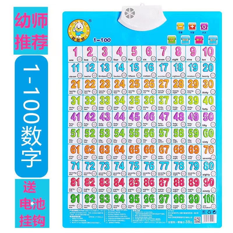 Hundreds Chart First Grade 1 to 100 Number Wall Chart Children's Teaching Aids Number Recognition Wall Stickers Baby Early Education