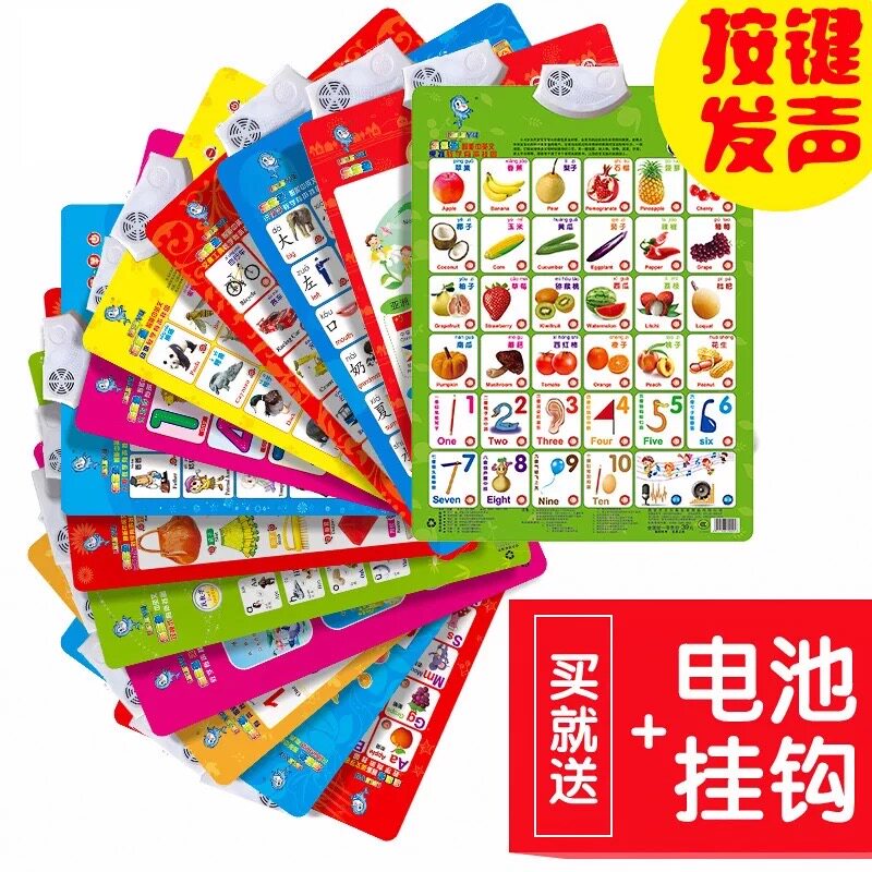 Children's Songs Pictures Chinese Children's Ancient Poetry on the wall of digital baby cognitive wall Pinyin Young Children Learn Poster