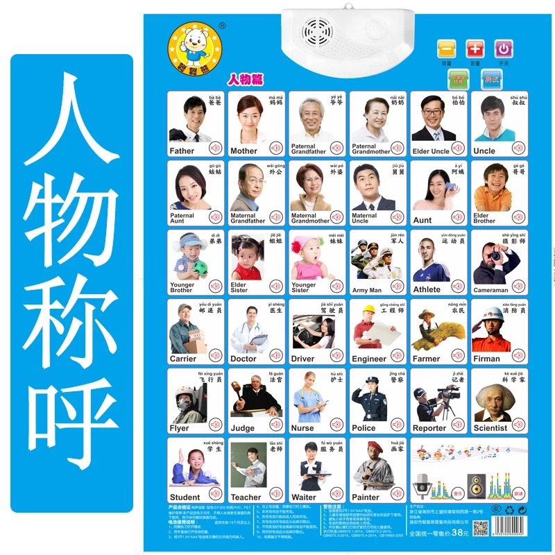 Character Children sound wall chart Baby recognition Animal Fruit and vegetable book Wall chart pronunciation 3d picture book recognition