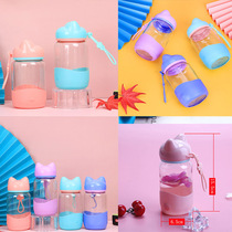 Water Cup Sports Summer Household Cartoon Children Simple Creative Cute Fox Glass Transparent Custom Cup Gift