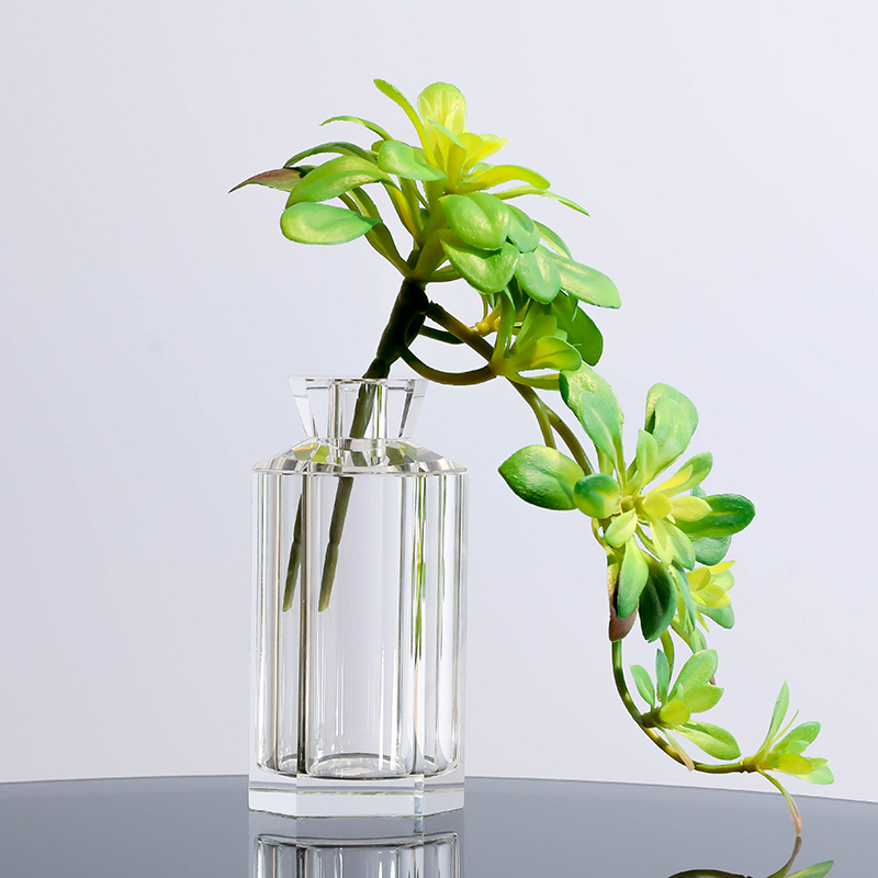 Nordic Feng Shui Crystal Glass Small Flower Bottle Hem Living Room Flower Arrangement Creative TV Cabinet Table Drying Flowers Light Lavish Decorations