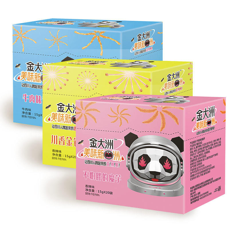 Golden Continent Panda Dress New Products 300g * 3 boxes of fragrant spicy snacks net red snack casual food Sichuan special products