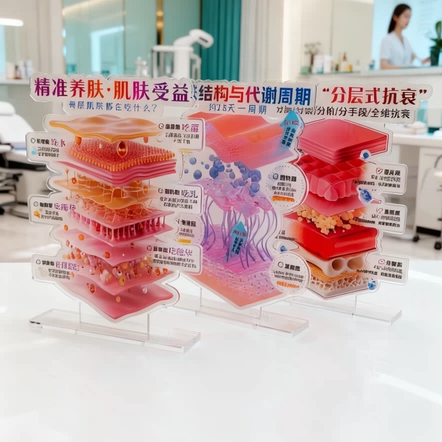 High-Quality DIY Beauty Salon Decorations, Skin Signboards, Layered Anti-Aging Display Signs, Acrylic