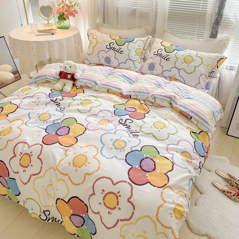 ins full cotton girl hearts bed four sets 100 pure cotton girls quilt cover children's dormitories Three-type bed group bed products