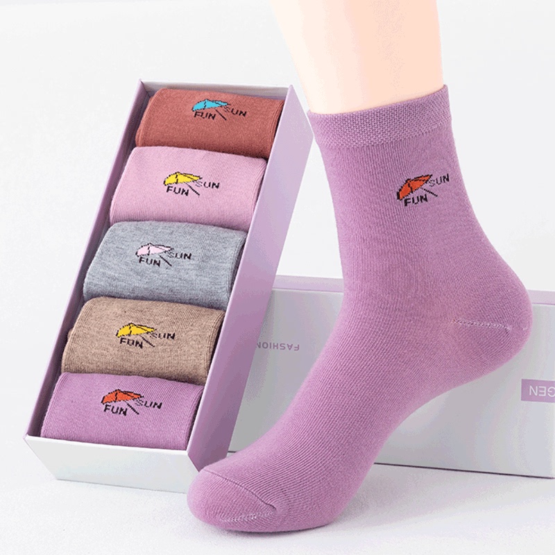 Women's Korean-Style Thickened Socks for Spring and Autumn, Cotton, Sweat-Absorbent, Odor-Resistant, Solid Color Long Socks for Adults, Suitable for Mothers, for Autumn and Winter