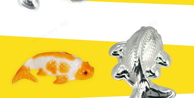 Bánh gạo mực đỏ hình con cá koi khuôn hàng năm với thạch khoai môn cá đông lạnh thực phẩm hợp kim nhôm - Tự làm khuôn nướng khuôn silicon
