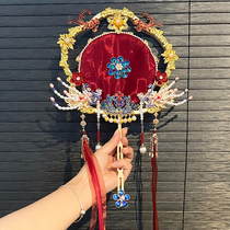 Riyue Original Design Phoenix Classic Begonia Fan Wedding Engagement Wedding Fan Morning Robe Hanfu Photo Props