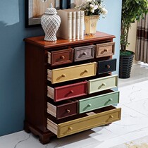 American painted bucket cabinet Solid wood cabinet Locker room household entrance cabinet Door Living room Bedroom bedside table