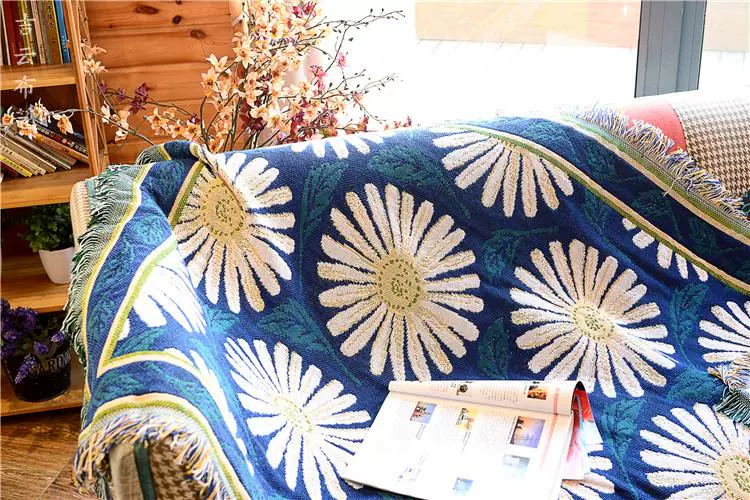 Phong cách châu Âu đơn hoặc kép sofa bìa khăn bông tươi đạo cụ studio sáng tạo Carpet Inn Cafe mùa phong cảnh - Thảm thảm trải phòng khách