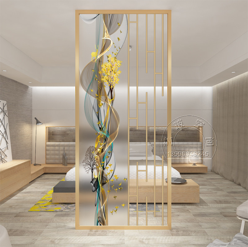 Glass screen partition modern simple decoration bedroom shade net red living room entrance home small apartment light luxury