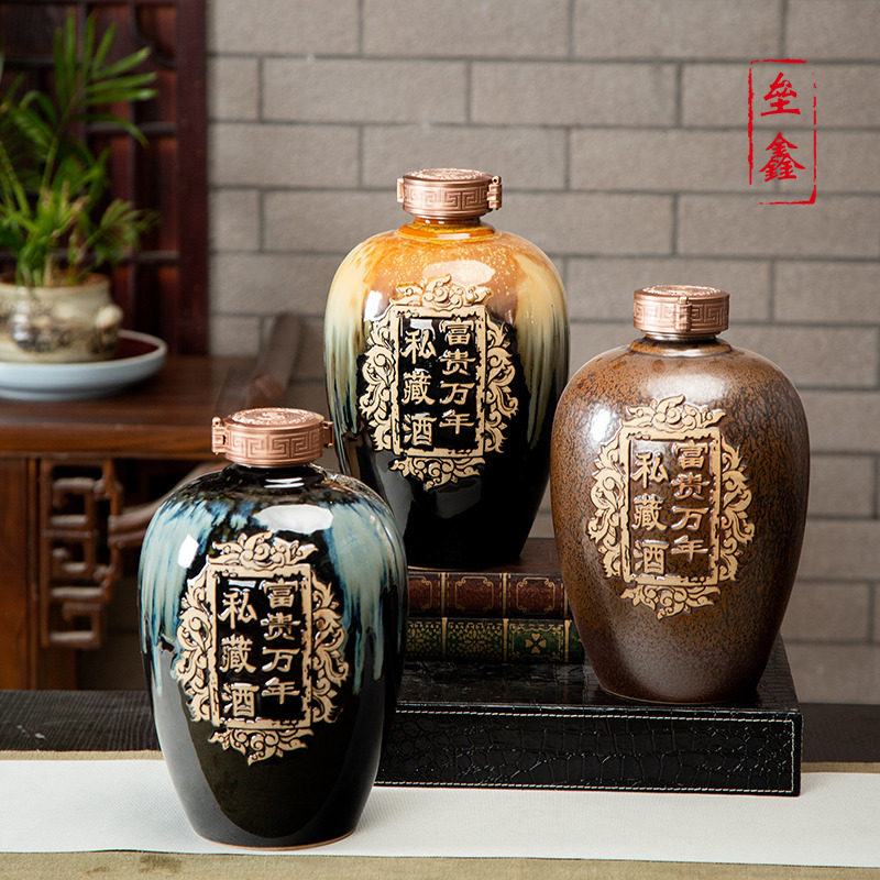 Jingdezhen Ceramic Wine Jar 5 10 20 catties Household Sealed Cellar Retro Engraved Empty Wine Bottle Soaking Wine Can