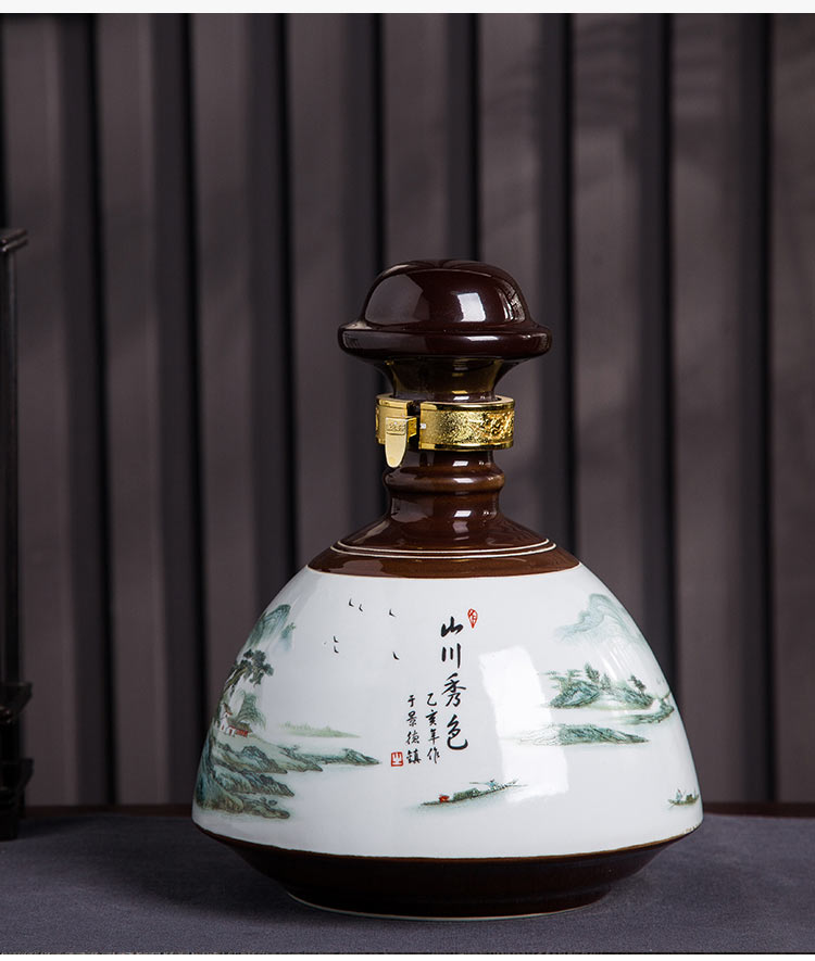 Bottle is empty bottles of jingdezhen ceramic 1/3/5 jin household seal retro hip furnishing articles wine jar