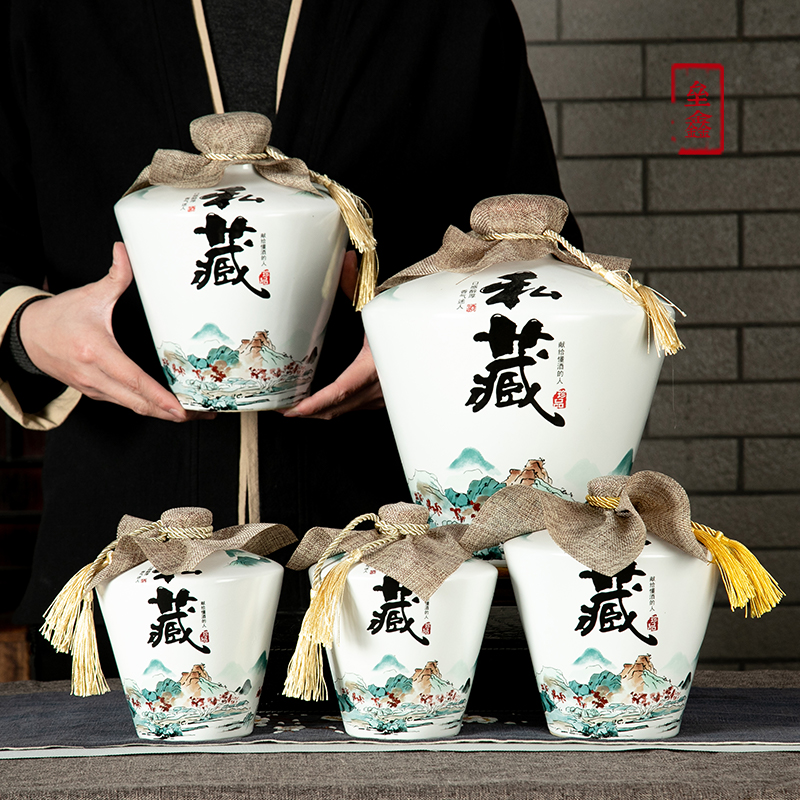 An empty bottle of jingdezhen ceramic 1/2/3/5/10 kg pack household seal pot of Chinese liquor jugs of wine jars