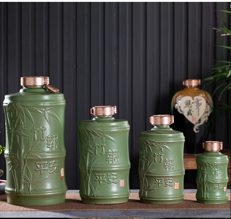 Bottle is empty bottles of jingdezhen ceramic household means safe sealing 1/3/5/10 jins to bamboo flagon wine jar