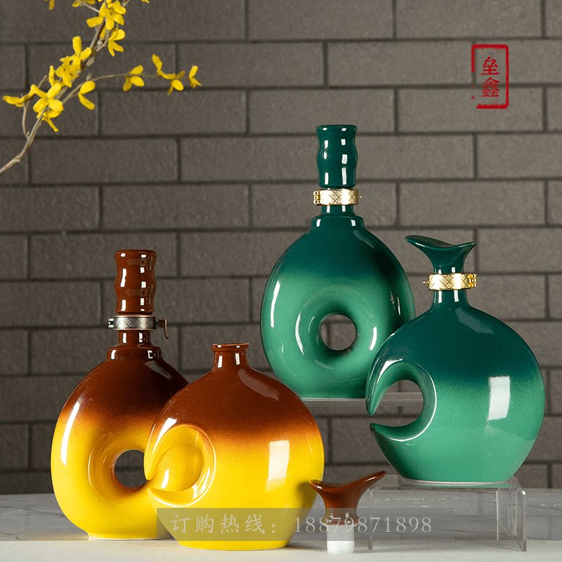 Jingdezhen ceramic empty wine bottle 1 catty decorative sun and moon creative ornaments household liquor tank sealed wine jar wine pot