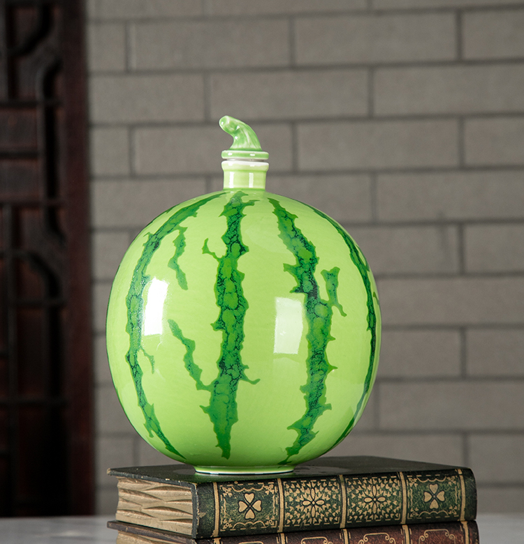 Empty wine bottle 1/3 place jingdezhen ceramic seal jin colored enamel creative process watermelon wine liquor jugs