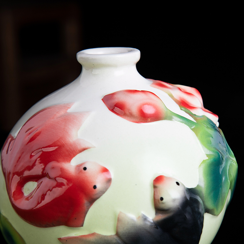 An empty bottle of jingdezhen ceramic fish home decorative furnishing articles lotus seal from year to year more hip flask 1 catty jugs