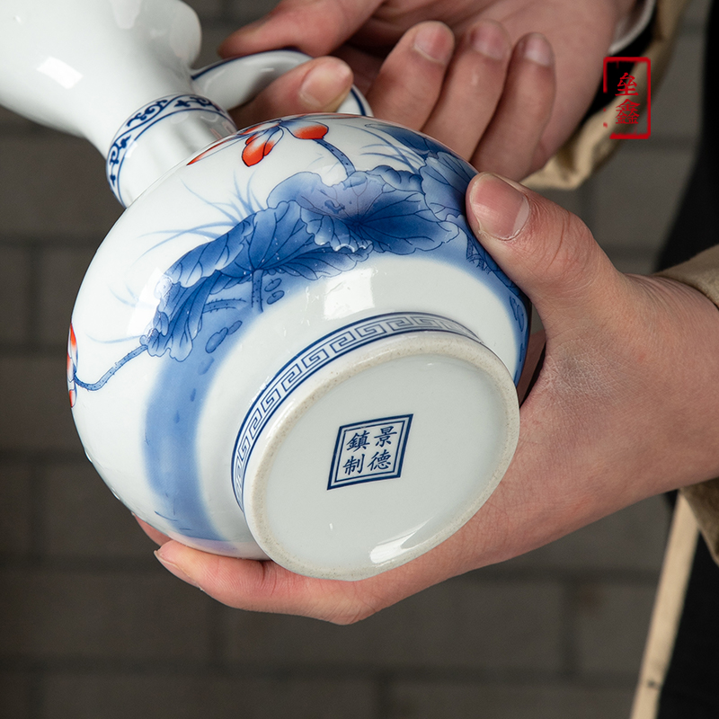 Hip flask jingdezhen ceramics single pot home half jins/1 catty installed antique Chinese liquor drinking wine utensils