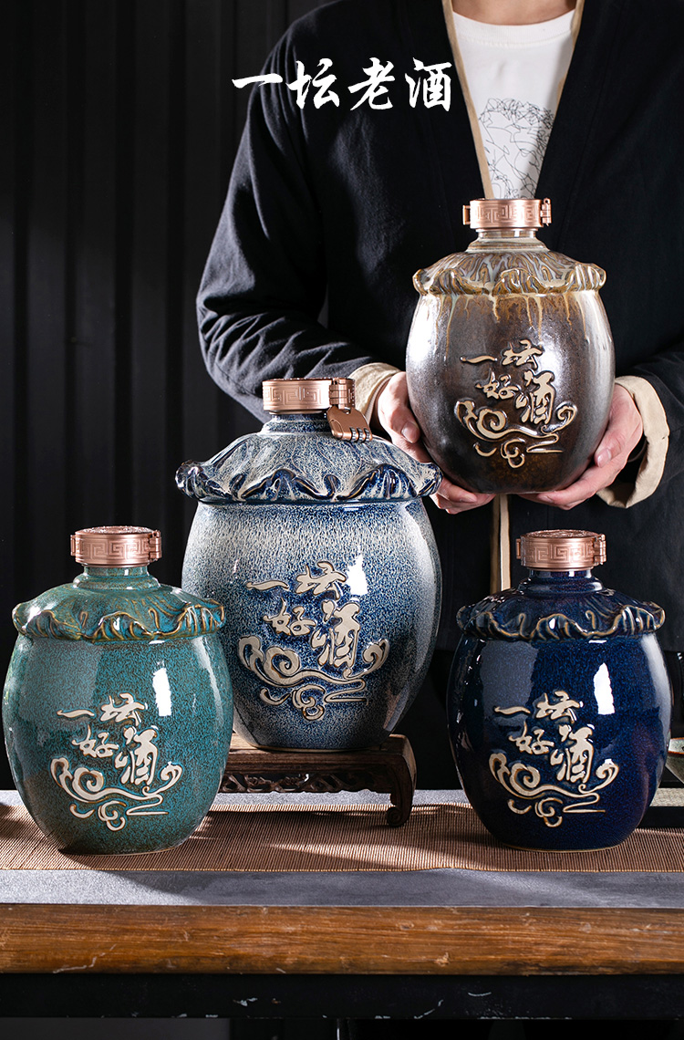 Jingdezhen ceramic jar household hoard seal 5/10 jin variable thickening the an empty bottle mercifully wine hip flask