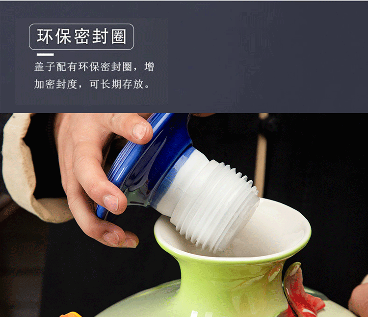 Jingdezhen ceramic household seal wine jar 20 jins in the process of creative leap it bottle furnishing articles