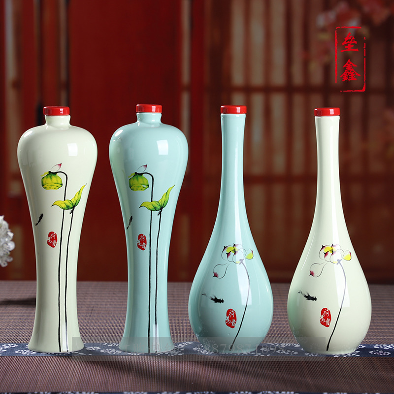 Ceramic bottle 1 catty set decoration high - grade custom home furnishing articles creative seal the empty bottle glass flask gift box