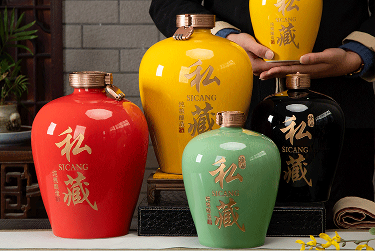 Jingdezhen ceramic jar household seal 3/5/10/20/30/50/100 kg bottle wine hip flask