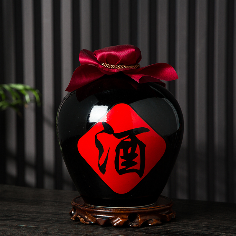 Empty wine bottle ceramic antique black 1/2/3/5/10 kg outfit household seal wine wine bottle of wine jar