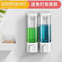 Punch-free soap dispenser wall-mounted hand sanitizer box Press Hotel double-head toilet shampoo shower gel box bottle