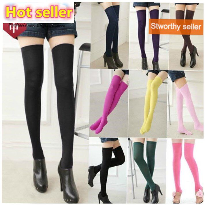 Womens Girls Long Socks Over Knee Thigh High Stockings