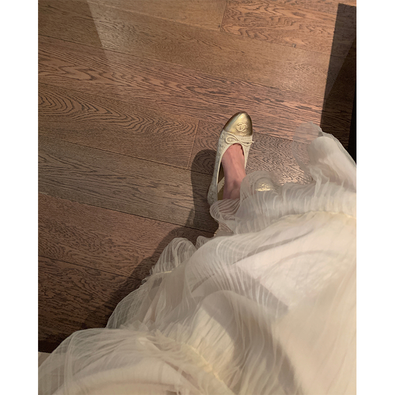 Eleven Girls 2022 Early Spring High Waist Stitching Mesh Skirt Female Small Long Fairy Pleated Gauze Skirt