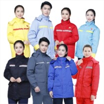 Gas station work clothes winter cotton suit China offshore oil anti-static Petrochemical International energy filling station cotton clothes