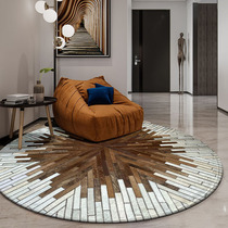 Round Bull Leather Small Carpet Splicing Light Lavish Living Room Home Nordic Tea Table Mat Book Room Cloakroom Bedside Blanket