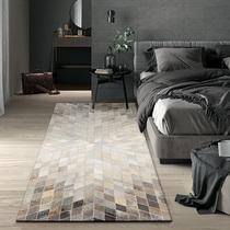 Light Extravaganza Superior strip Bull Leather Carpet Bedroom Nordic Geometric Wind Grey Ground Mat Room Bed front bed tail bedside blanket